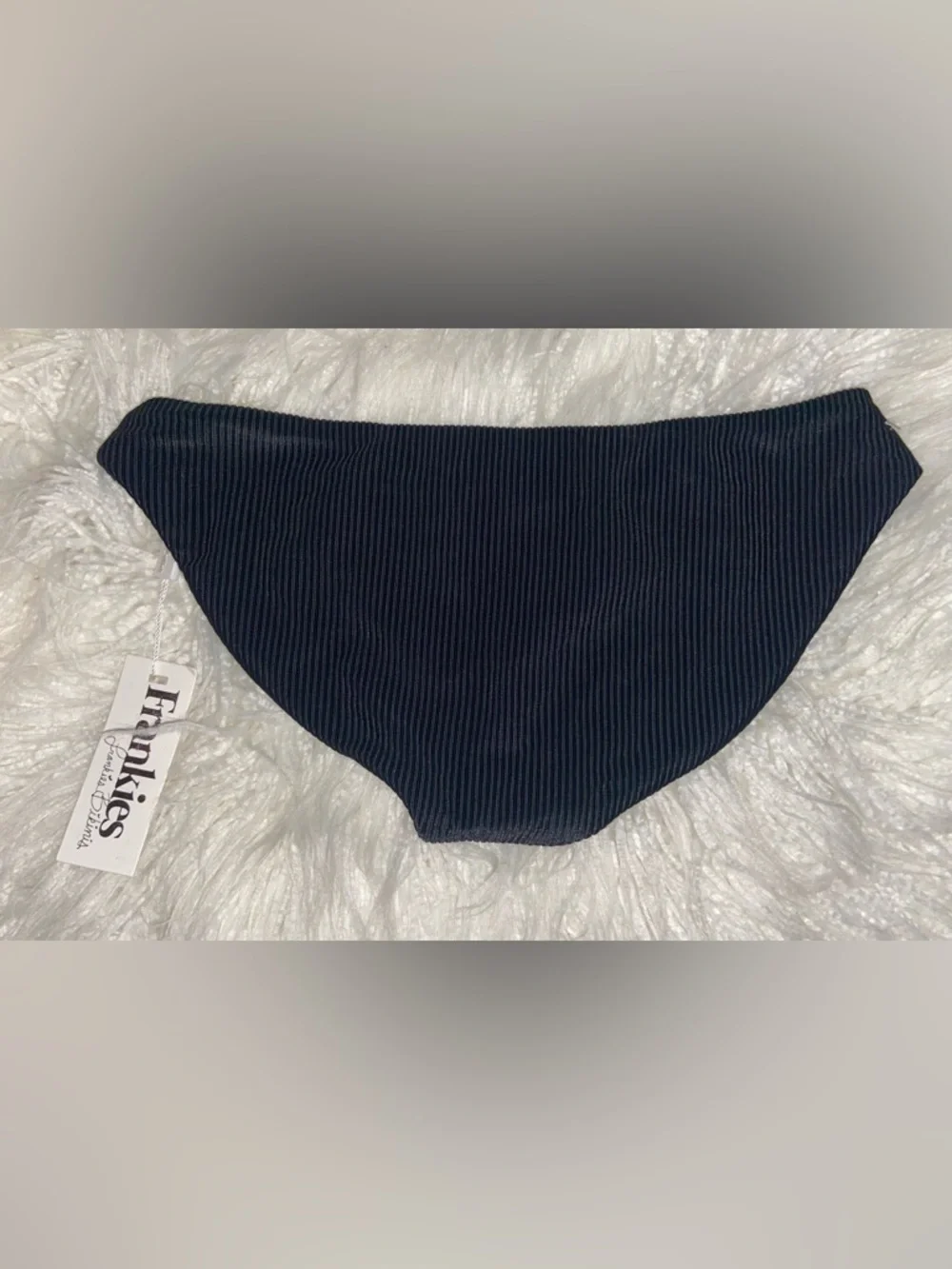 Frankie's Bikinis Black Ribbed High-Cut Bikini Bottom